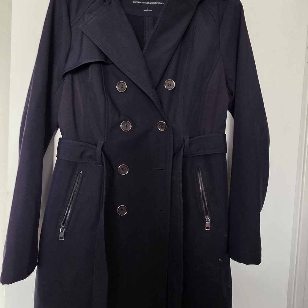 Chic Navy Double-Breasted Women's Trench Coat
